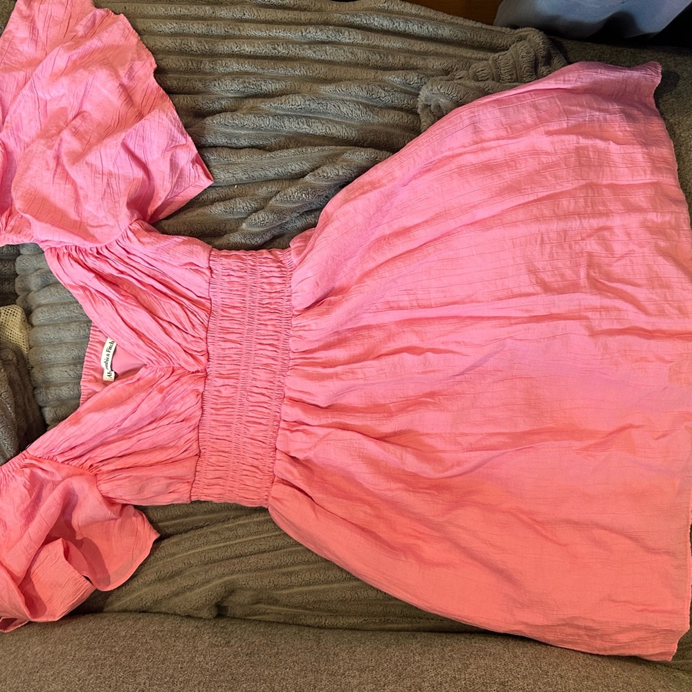 Pink Dress with Ruffle Sleeves